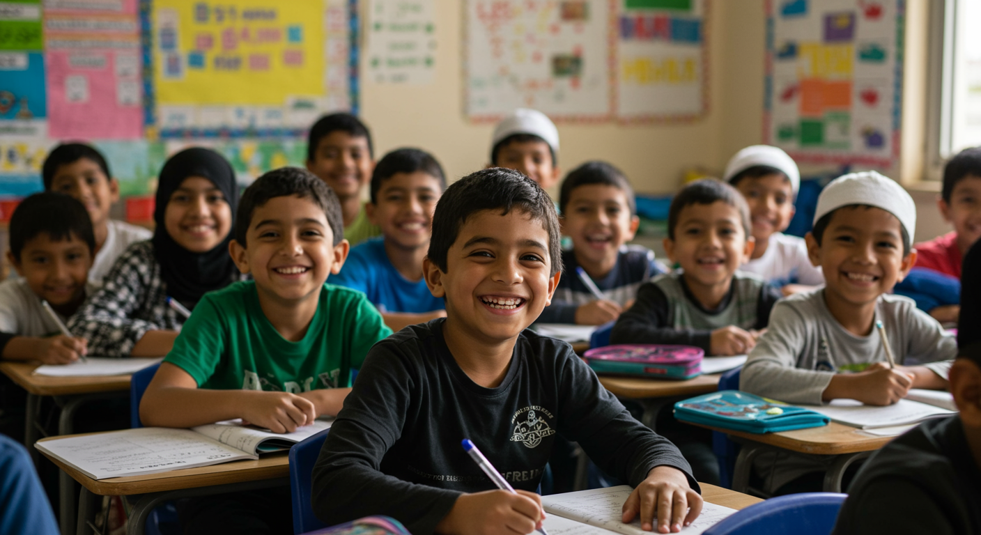 Students learning in a classroom